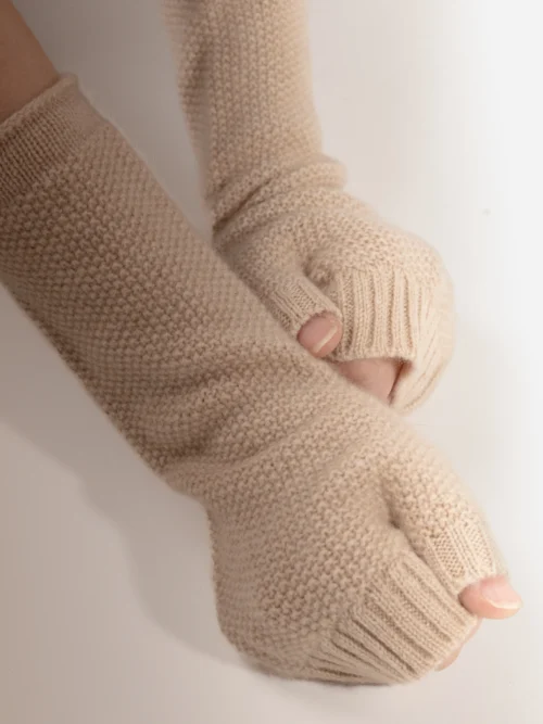 MITAINES POINT DE RIZ | CACHEMIRE | BEIGE