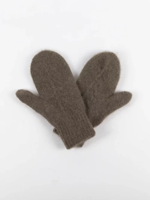 Paire de moufles yack marron chocolat en tricot pour adulte, idéale pour l'hiver