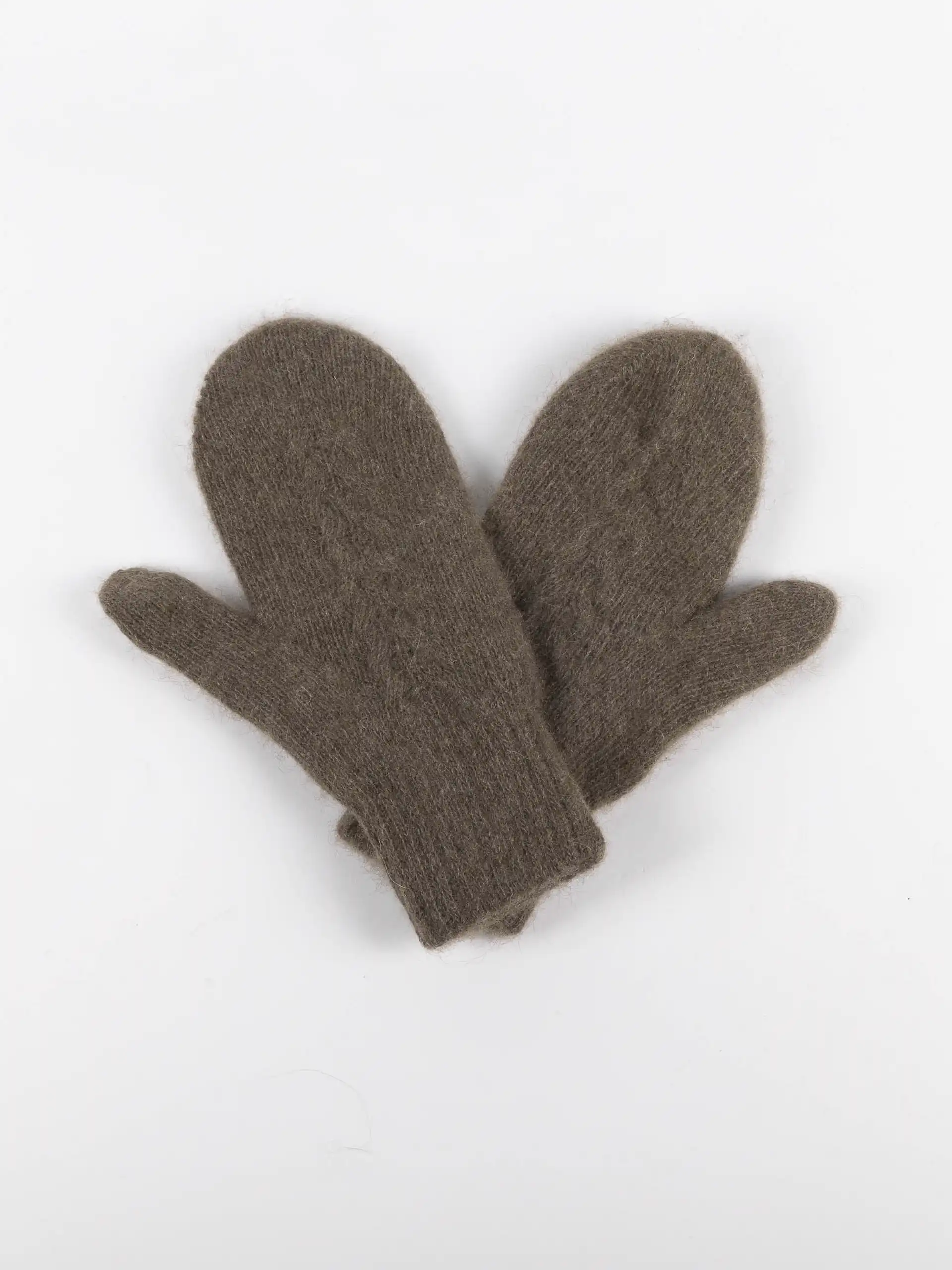 Paire de moufles yack marron chocolat en tricot pour adulte, idéale pour l'hiver