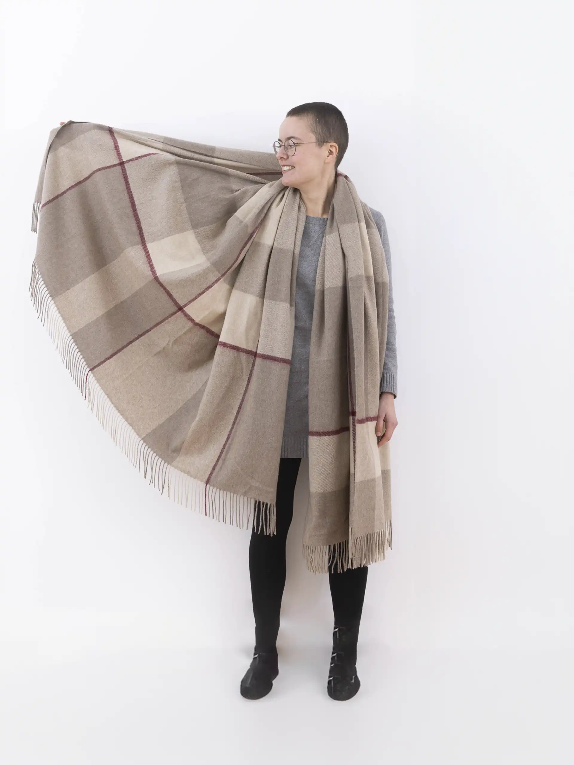 Plaid en Cachemire luxe étalé, tricot doux et chaud