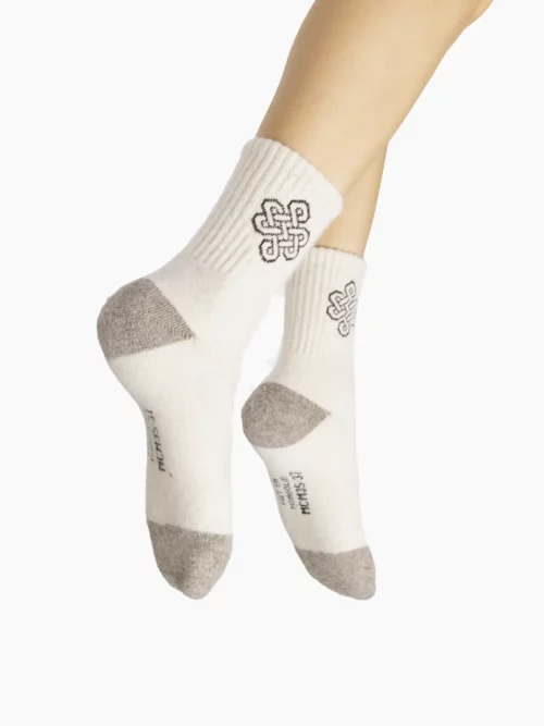 Chaussettes blanc infini en laine tricotée, confortables et chaudes