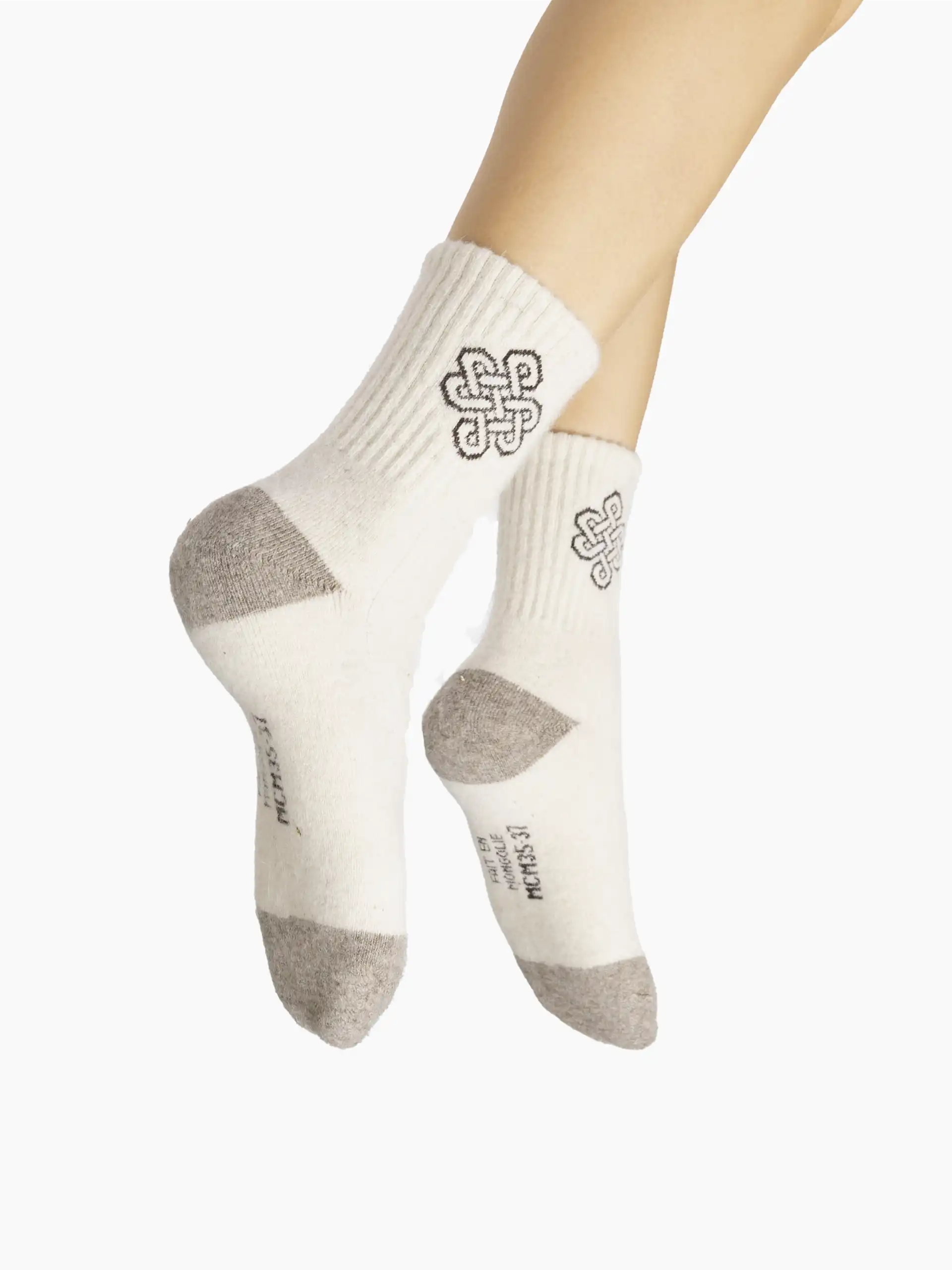 Chaussettes blanc infini en laine tricotée, confortables et chaudes