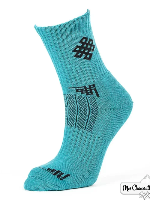 Chaussettes coton bleues avec design moderne, parfaites pour l'hiver, par Mes Chaussettes Mongoles