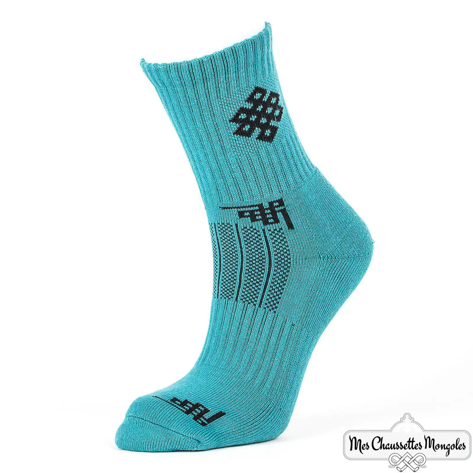 Chaussettes coton bleues avec design moderne, parfaites pour l'hiver, par Mes Chaussettes Mongoles