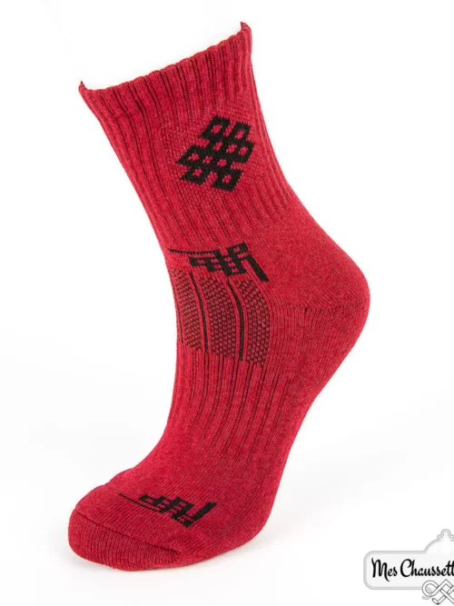 Chaussettes coton rouge de Mes Chaussettes Mongoles avec un motif élégant et un confort naturel