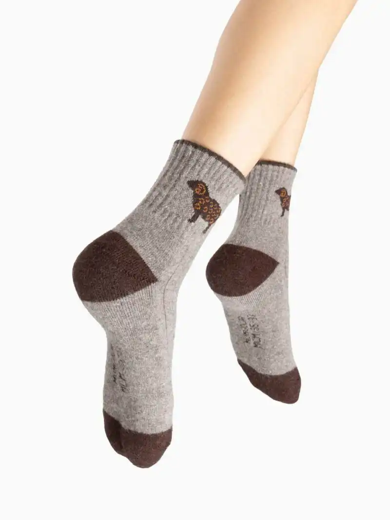 Chaussettes mouton marron clair tricotées pour homme et femme