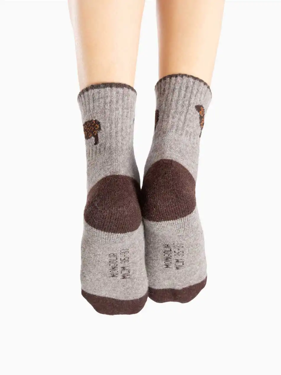 Chaussettes mouton marron clair tricotées pour homme et femme