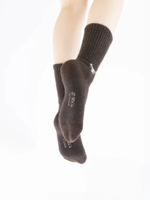 Chaussettes yack marron avec motif en tricot