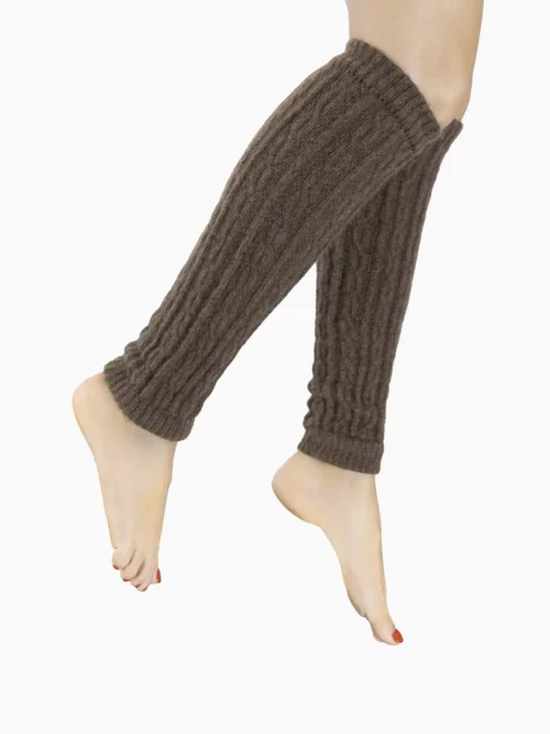 Guêtres marron chocolat pour femme en laine de yak, parfaites pour l'hiver