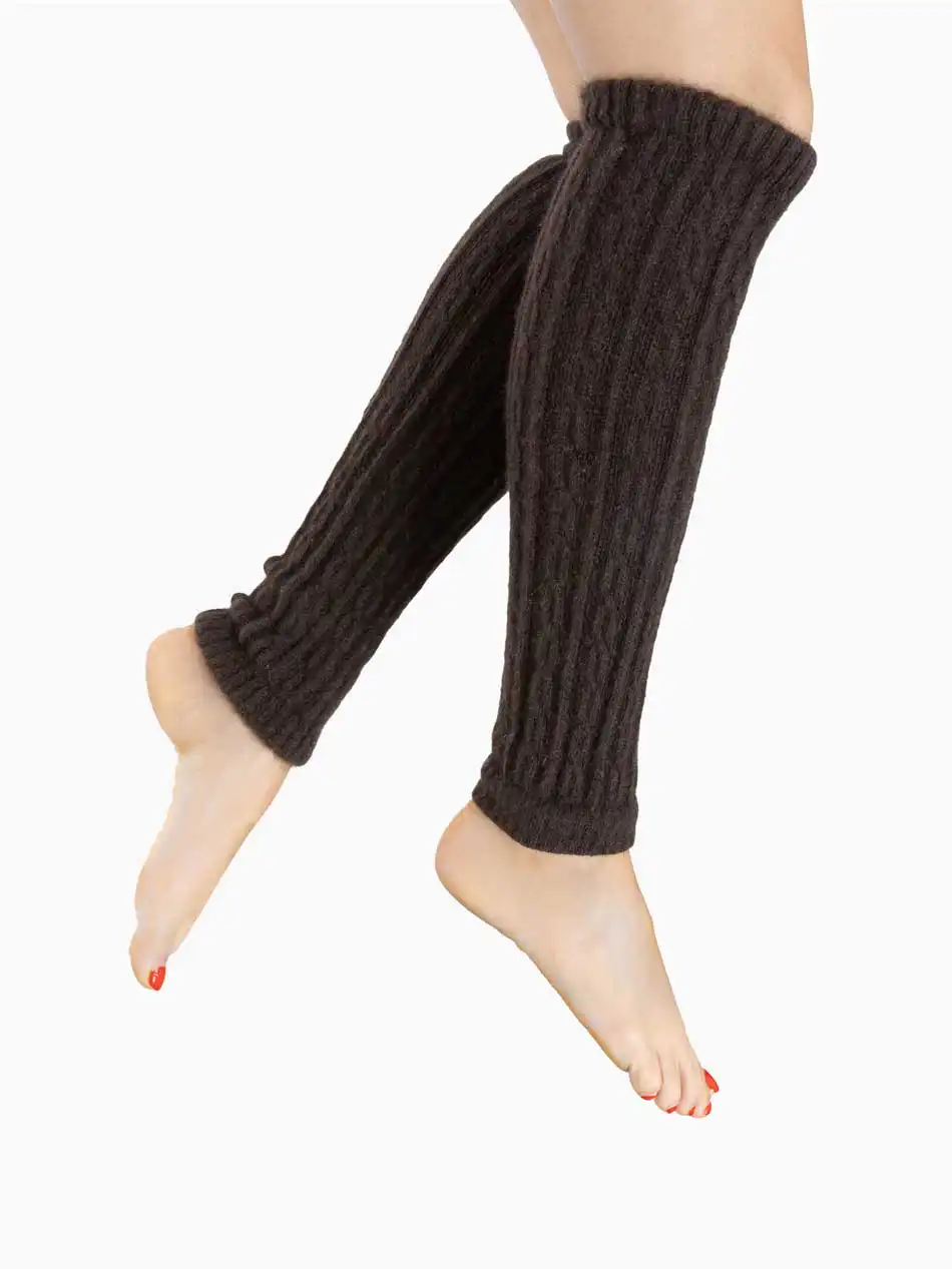 Guêtres marron en laine tricot pour femme, idéales pour l'hiver