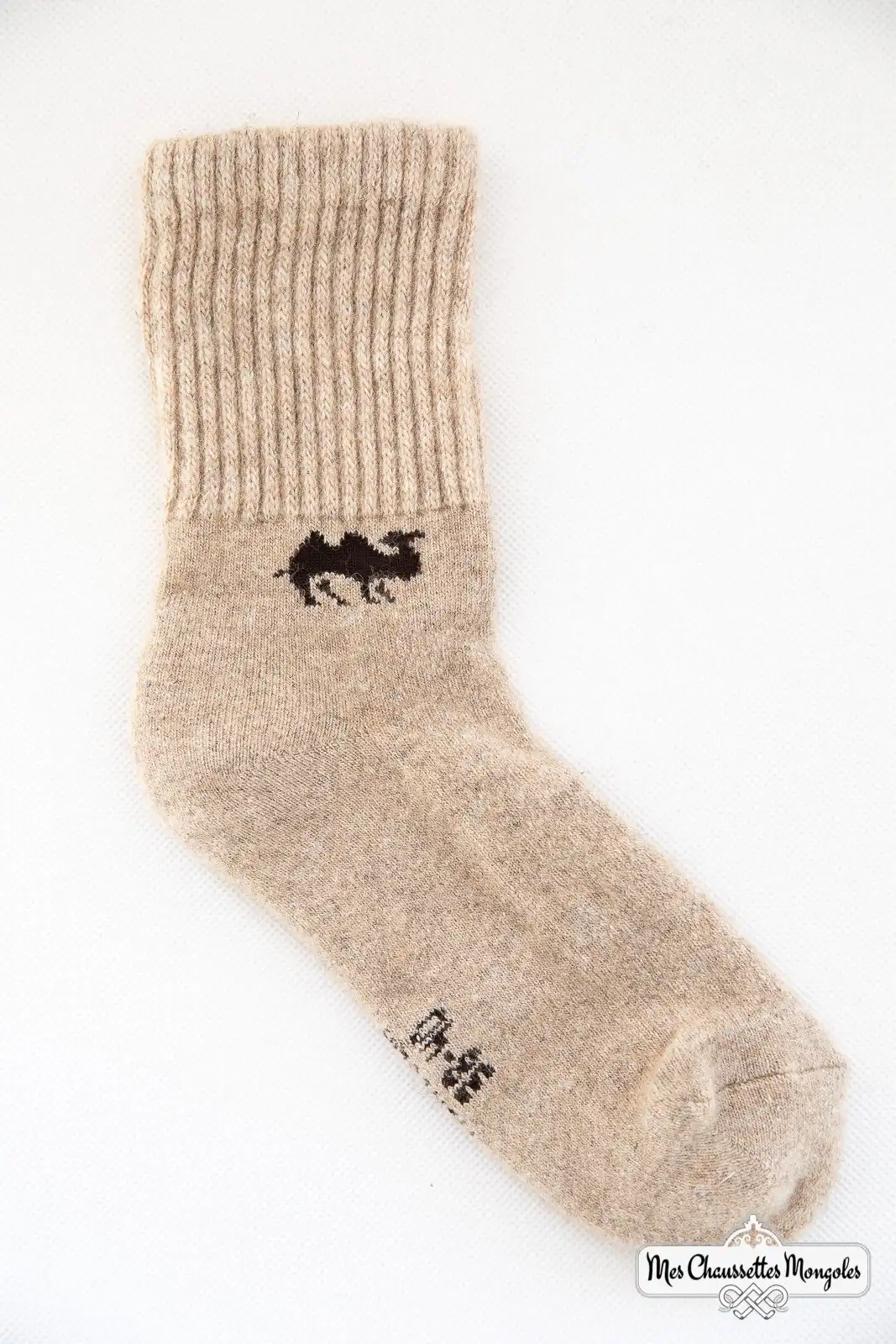 Paire de chaussettes motif chameau sur un fond blanc