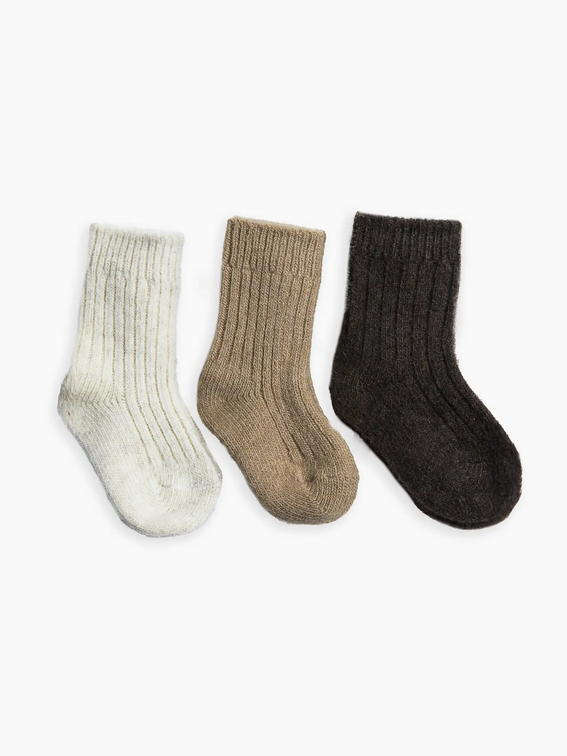 Trois paires de chaussettes en laine de mouton, chameau et yack, idéales pour l'hiver