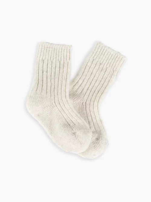 Paire de chaussettes mouton blanc tricotées, confortables et élégantes pour garçon et fille, parfaites pour l'hiver.