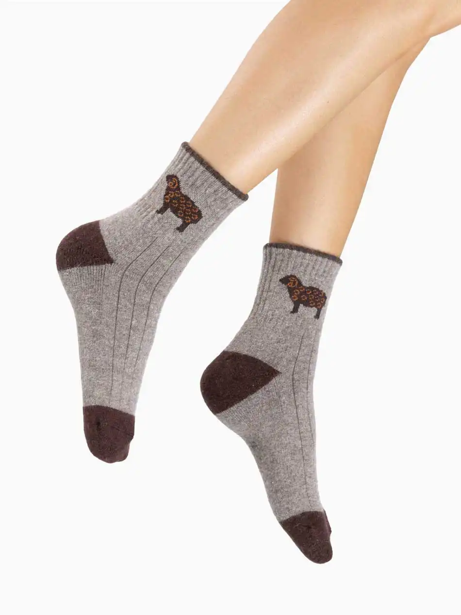 Paire de chaussettes mouton marron clair pour toute la famille