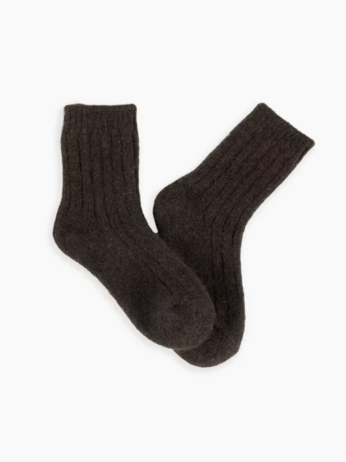 Paire de chaussettes yack enfant en laine marron, idéale pour l'hiver